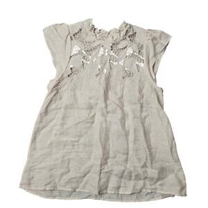 Ulla Johnson Aimee Lace Yoke Linen Blouse Size 6